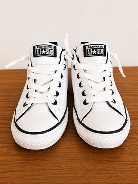 Converse Kids White Low-Top Sneakers with Black Accents